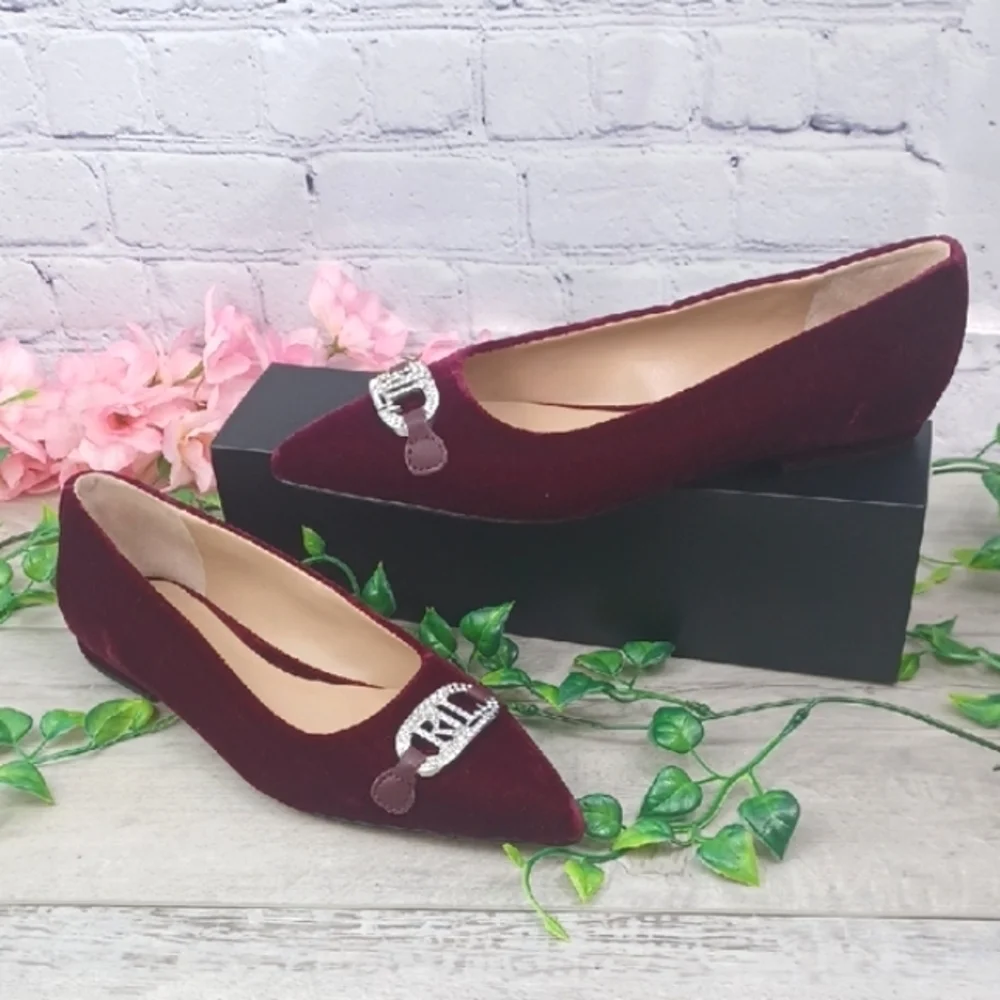 Lauren Ralph Lauren Velvet Lilah Flat NWOB